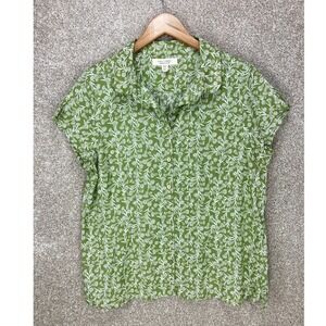 Seasalt Cornwall Rushmaker Floral Shirt Blouse Women 12 Green Coastal Beach Chic